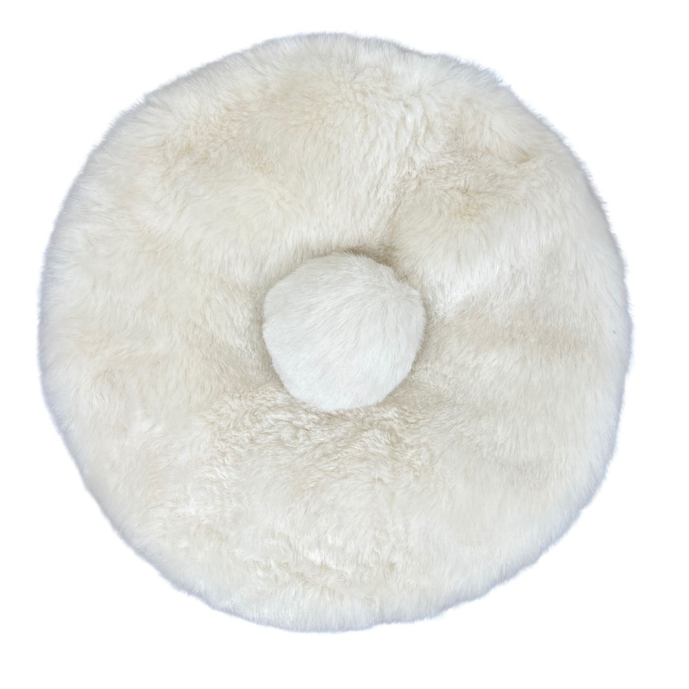 BabyGap Faux Fur Beret Hat Ivory Cream Pom-Pom 12-18 Months NWT 868325-00